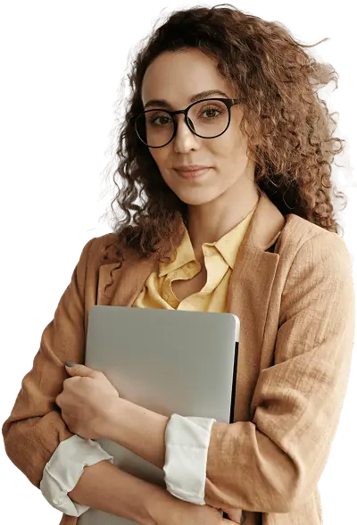 woman standing with clipboard